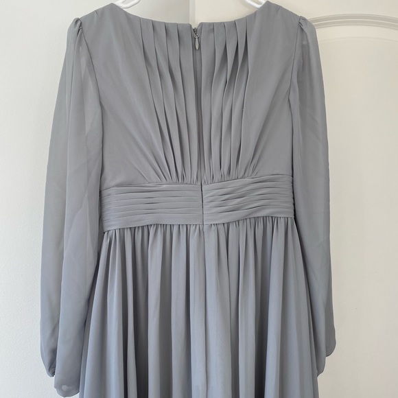 Jjs House Silver A-line Scoop Floor Length Chiffon Bridesmaid Dress with Ruffle - Picture 6 of 10